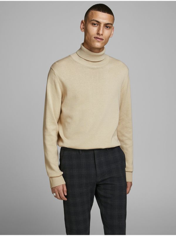 Jack & Jones Beige men's turtleneck Jack & Jones Emil - Men's