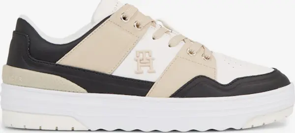 Tommy Hilfiger Beige-white women's leather sneakers Tommy Hilfiger Basket Sneaker LO