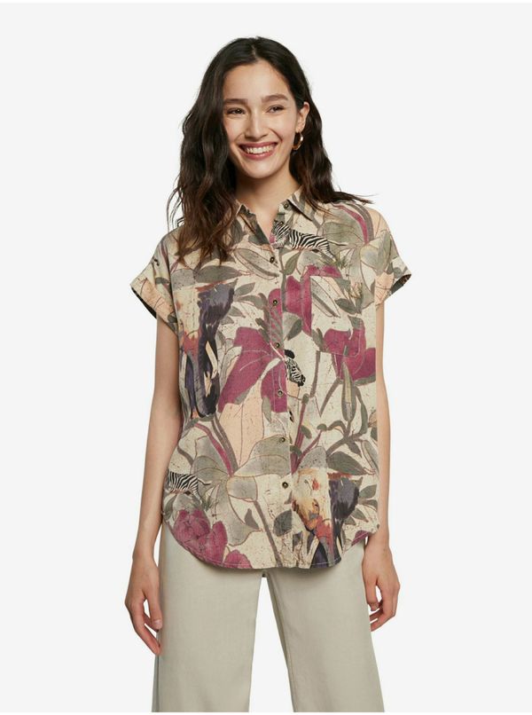 DESIGUAL Beige women's patterned shirt Desigual Cam Etnican - Women