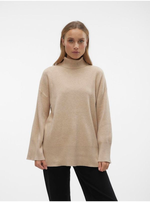 Vero Moda Beige women's turtleneck sweater VERO MODA Goldneedle - Women