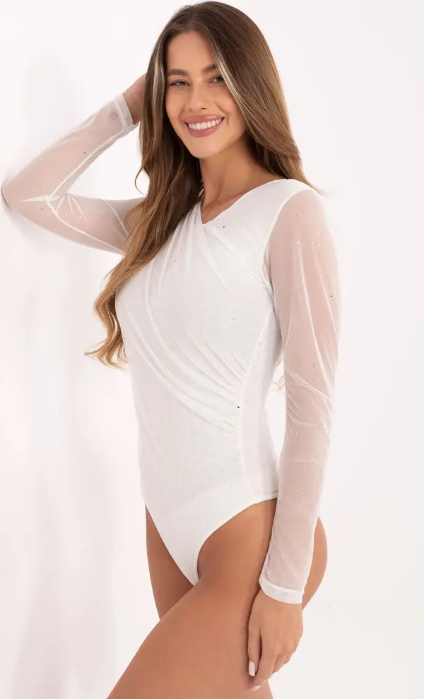 Italy Moda Бели бодита с дълги ръкави