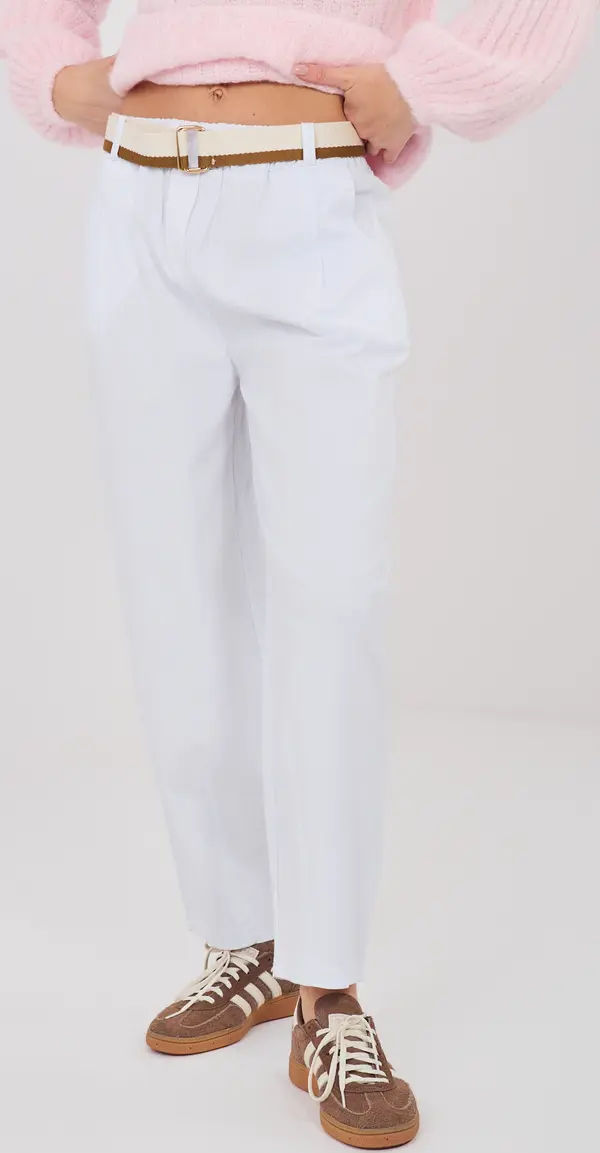 Italy Moda Бели едноцветни панталони