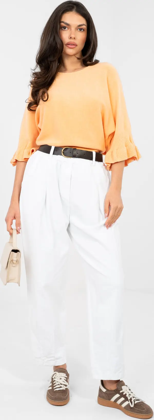 Italy Moda Бели кадифени панталони