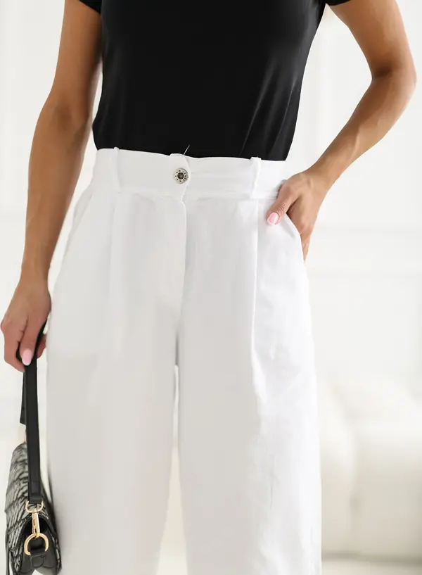 RUE PARIS Бели кадифени панталони