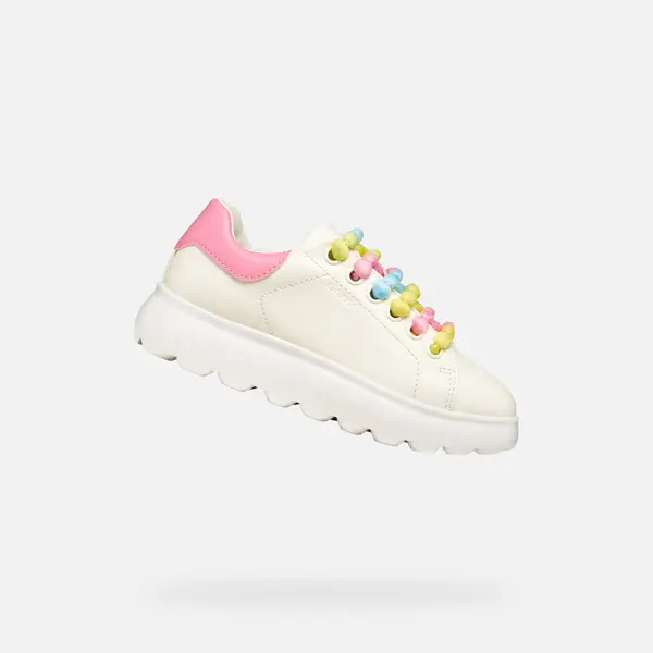 GEOX Бели кецове за момичета Geox PuffyPop