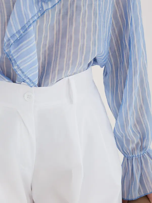 RUE PARIS Бели панталони палацо с джобове