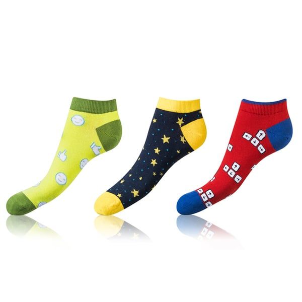 Bellinda Bellinda CRAZY IN-SHOE SOCKS 3x - Modern color low crazy socks unisex - yellow - green - blue