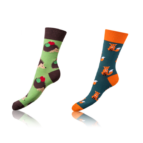 Bellinda Bellinda CRAZY SOCKS 2x - Cheerful Socks 2 Pairs - Orange - Light Green