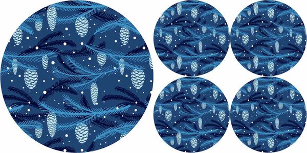 Bertoni Home Bertoni Home Unisex's 1+4 Round Table Pads Set Cone Navy Blue
