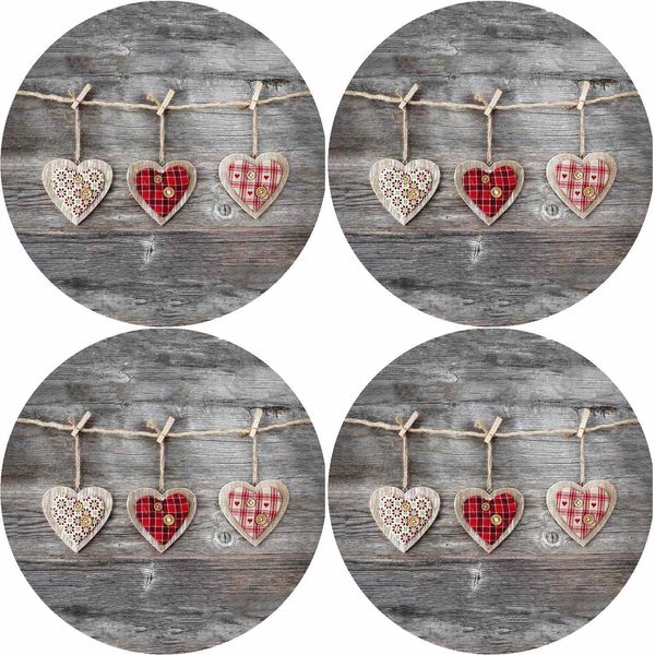 Bertoni Home Bertoni Home Unisex's 4 Round Table Pads Set Hearts