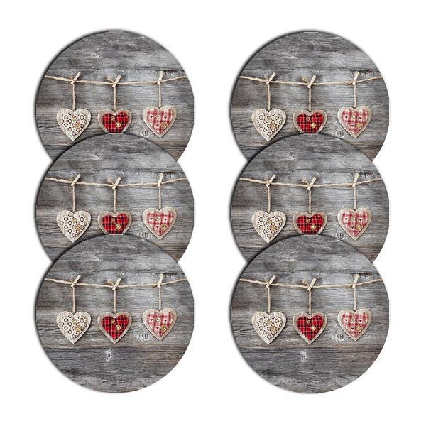 Bertoni Home Bertoni Home Unisex's 6 Round Table Pads Set Hearts