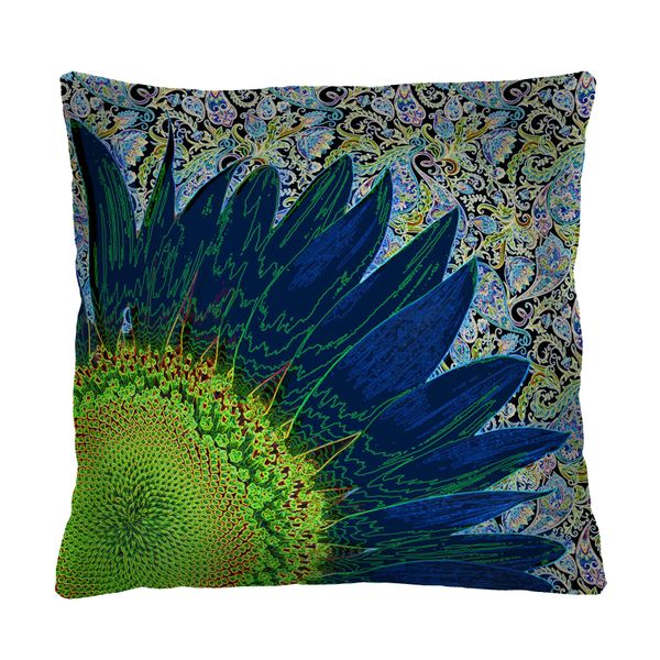 Bertoni Home Bertoni Home Unisex's Square Pillow Blue Flower Navy Blue/Green