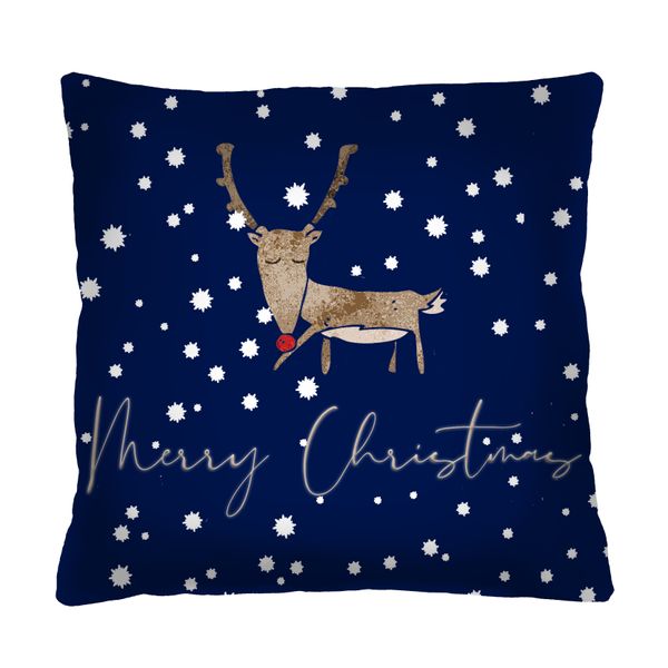 Bertoni Home Bertoni Home Unisex's Square Pillow Renifer Navy Blue