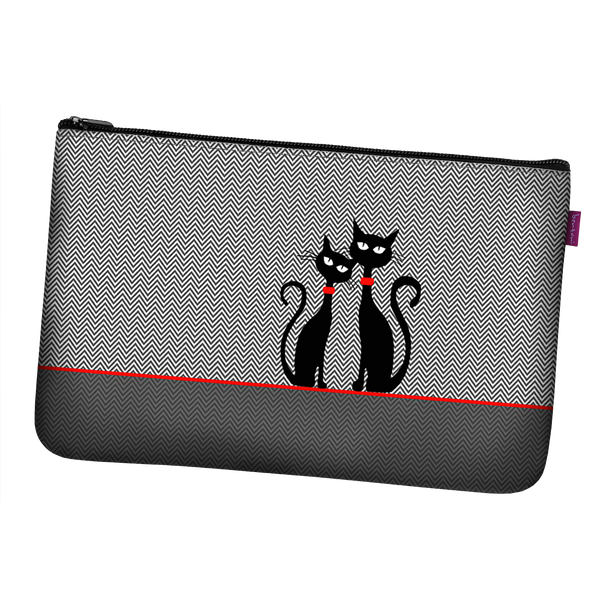 Bertoni Bertoni Unisex's Big Pocket Cosmetic Bag Czarne Koty