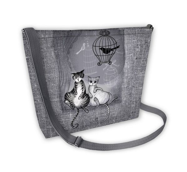 Bertoni Bertoni Unisex's Canvas Bag Samba Two Cats
