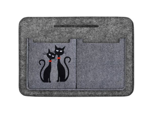 Bertoni Bertoni Unisex's Felt Bag Organiser Czarne Koty