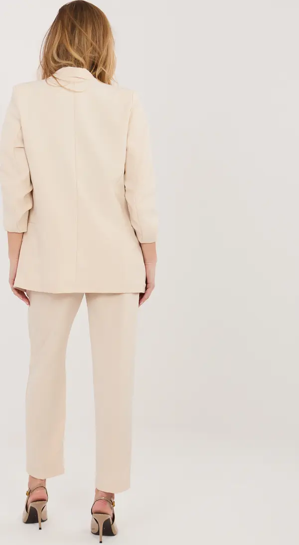 RUE PARIS Бежов дамски комплект с яке без закопчаване