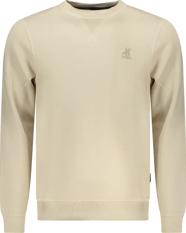 U.S. GRAND Бежов мъжки пуловер с обикновен дизайн