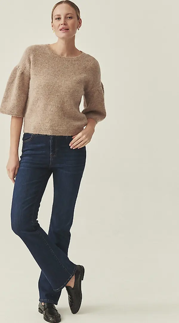 Tatuum Бежов пуловер от вълна и алпака с принт на Анди Татуум