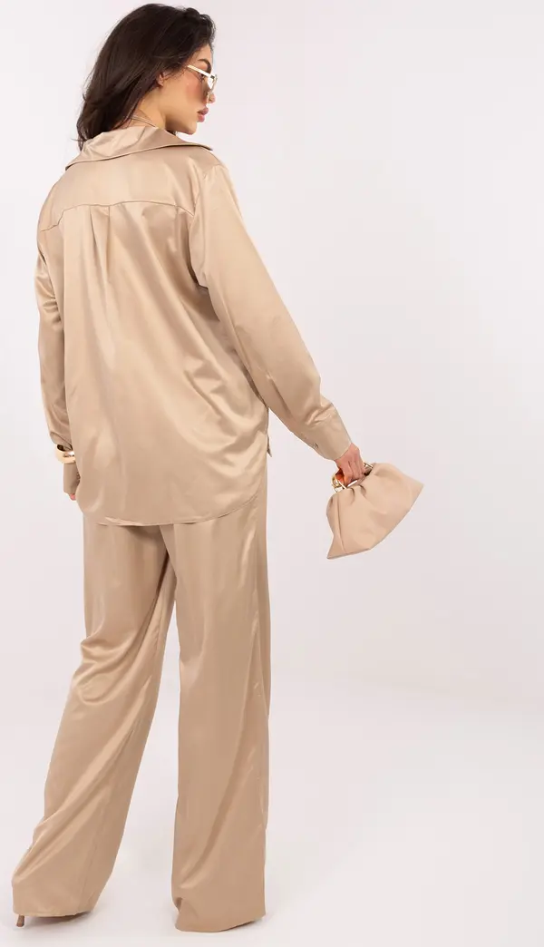 LAKERTA Бежов сатенен комплект с панделка