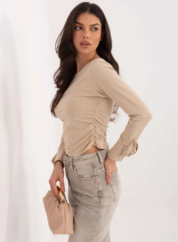 Italy Moda Бежова блуза с дълъг ръкав
