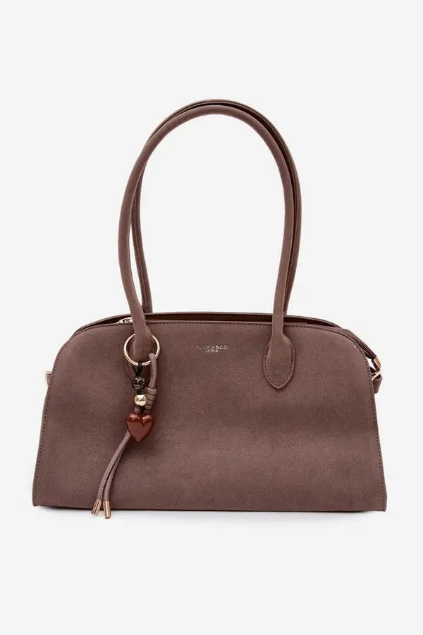 FLORA & CO Бежова чанта Flora&amp;Co Eco Suede с висулка