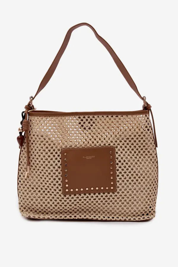 FLORA & CO Бежова чанта Flora&amp;Co с ключодържател