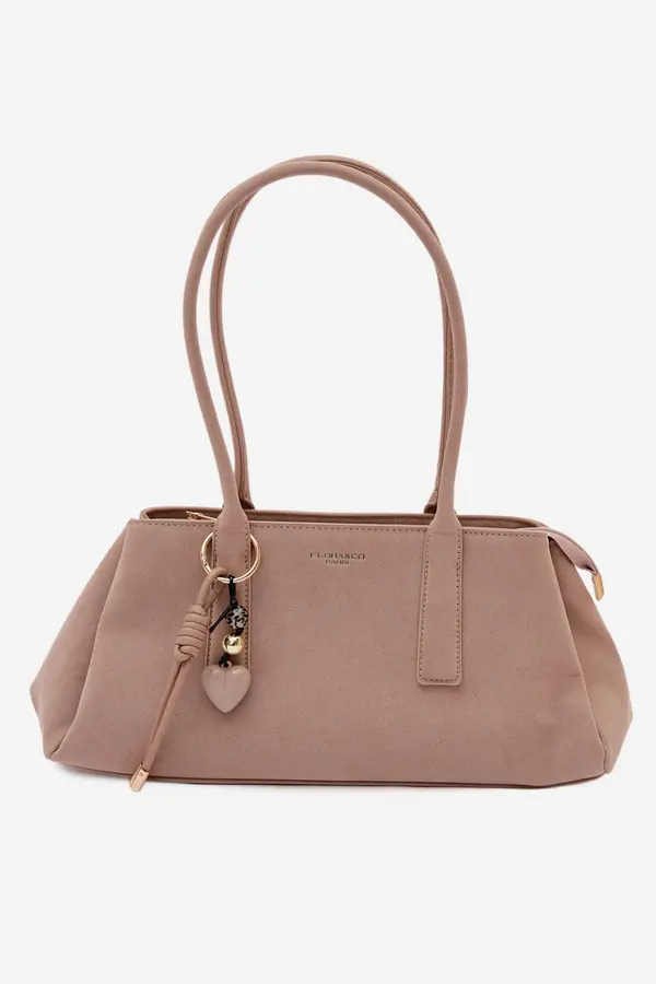 FLORA & CO Бежова чанта Flora&amp;Co с висулка