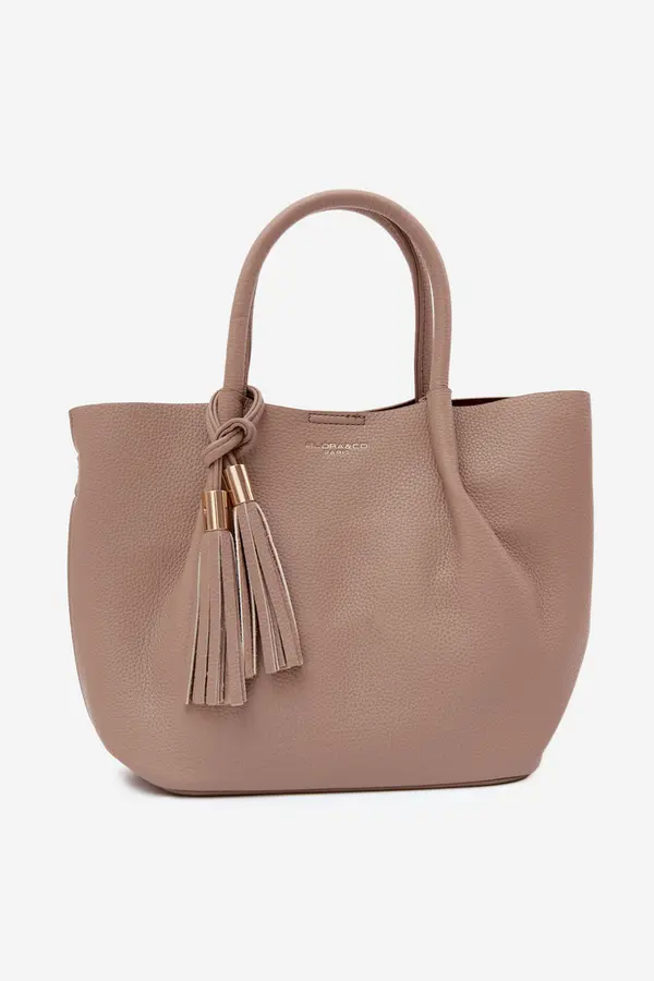 FLORA & CO Бежова чанта от изкуствена кожа Flora&amp;Co