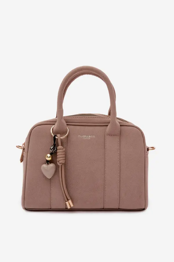 FLORA & CO Бежова еко велурена чанта Flora&amp;Co Box