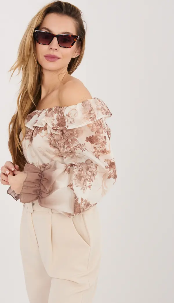 Italy Moda Бежова елегантна блуза с открити рамене