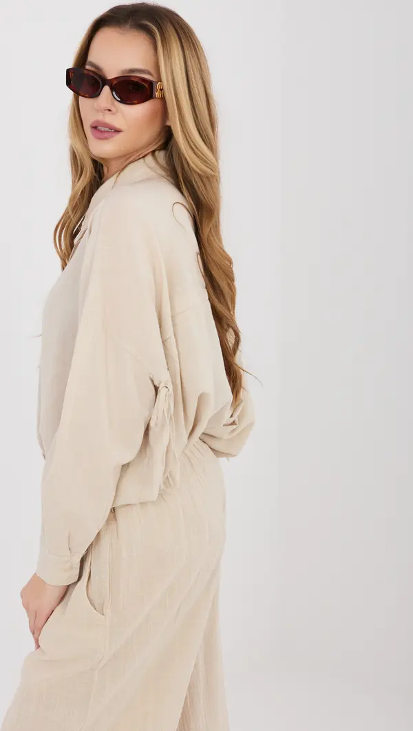 Italy Moda Бежова ленена лятна риза