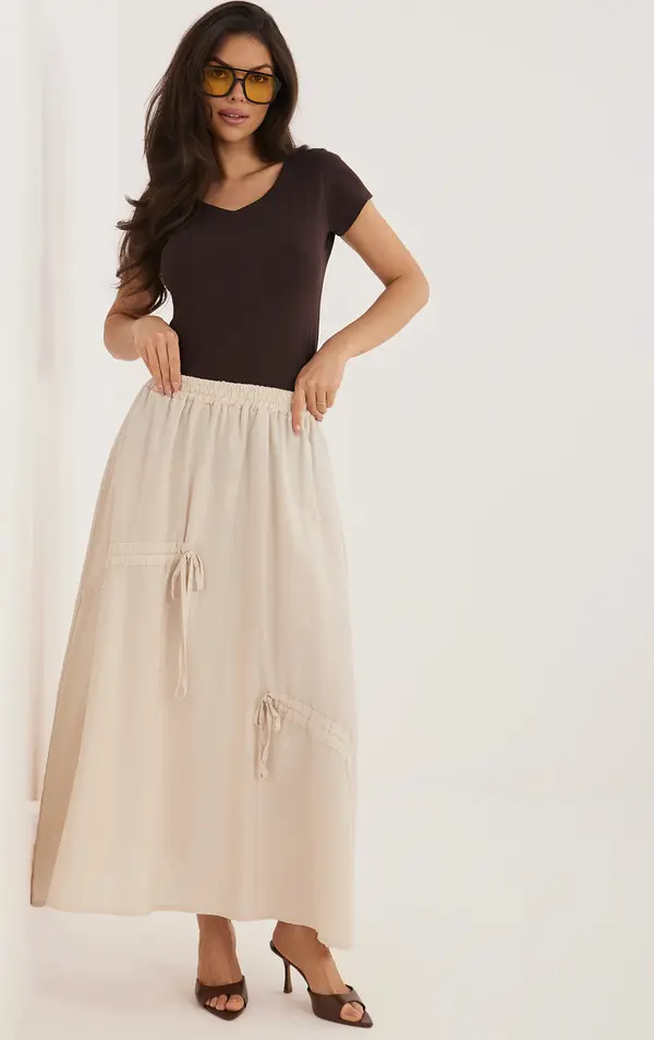 Italy Moda Бежова миди пола