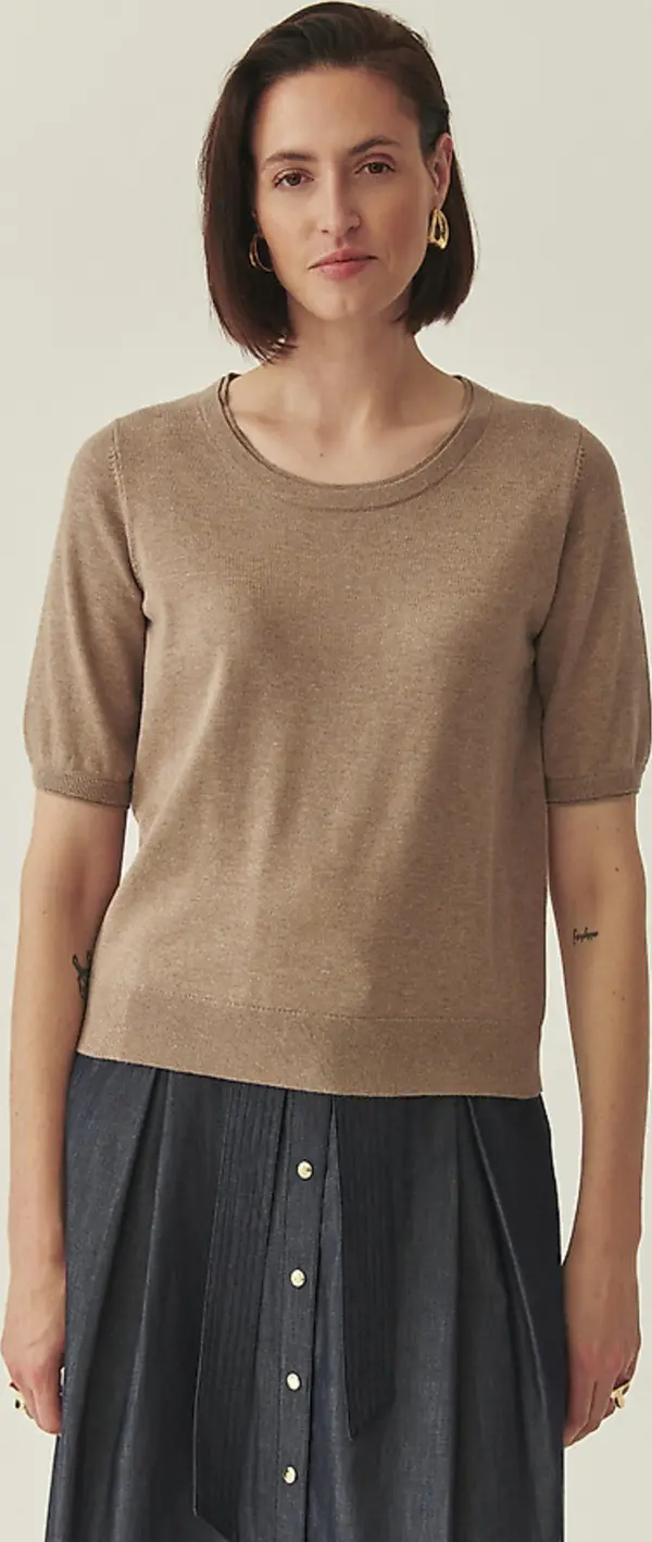 Tatuum Бежова плетена блуза с вискоза Avo Tatuum