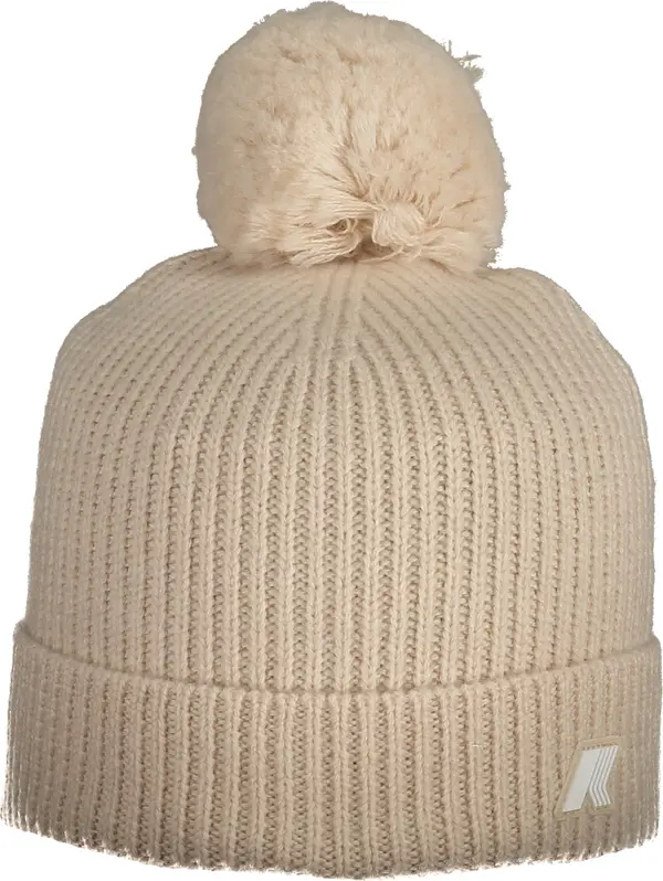 K-Way Бежова шапка с помпон