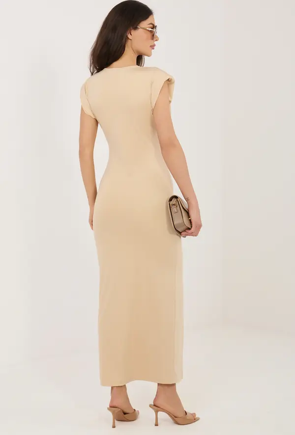 RUE PARIS Бежова вечерна рокля с цепка