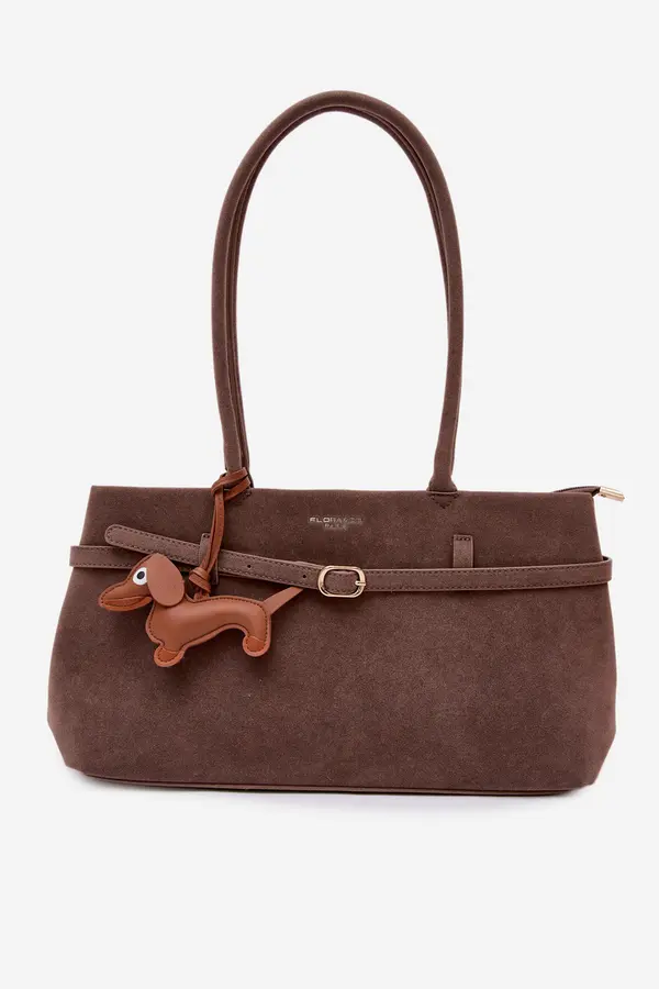 FLORA & CO Бежова велурена чанта Flora&amp;Co