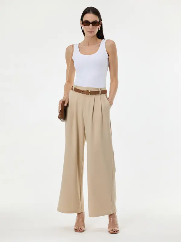 Orsay Бежови дамски широки панталони ORSAY