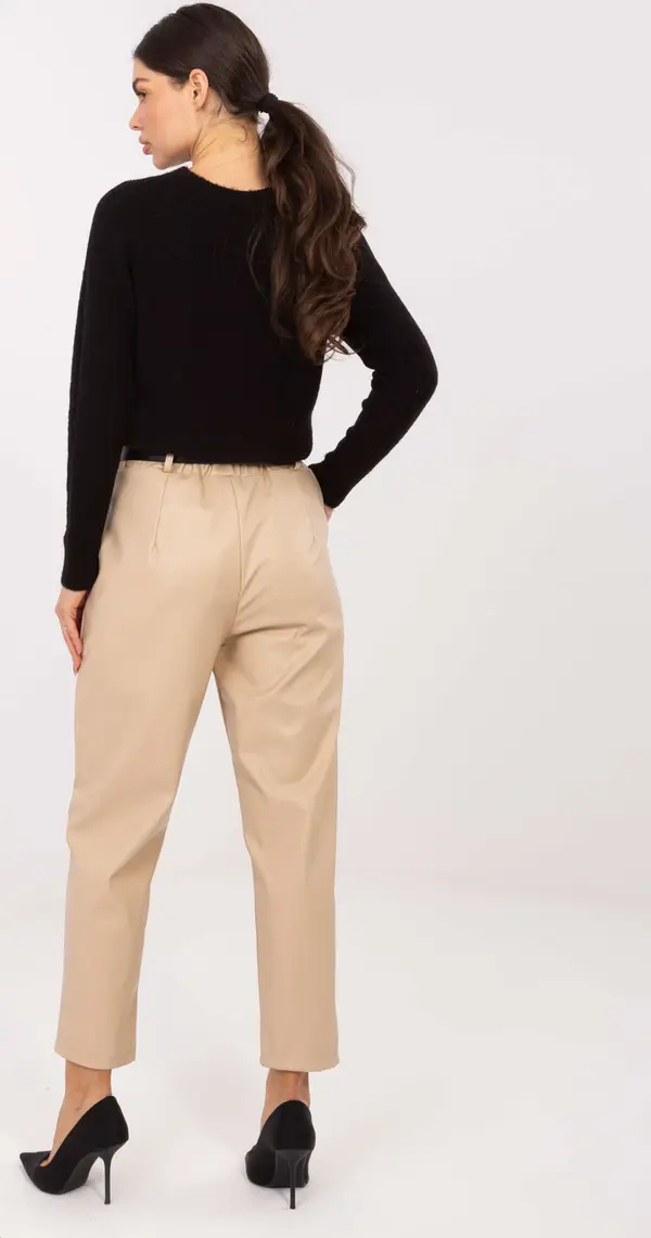 RUE PARIS Бежови панталони с висока талия