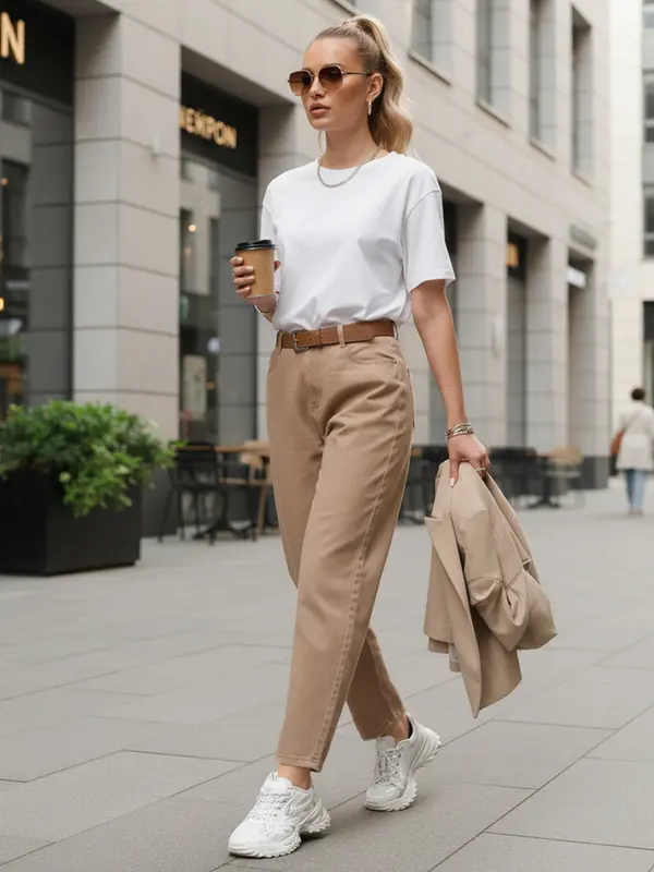 DStreet Бежови прави дънки с висока талия