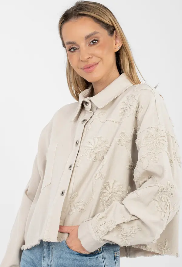 RUE PARIS Бежово бродирано яке