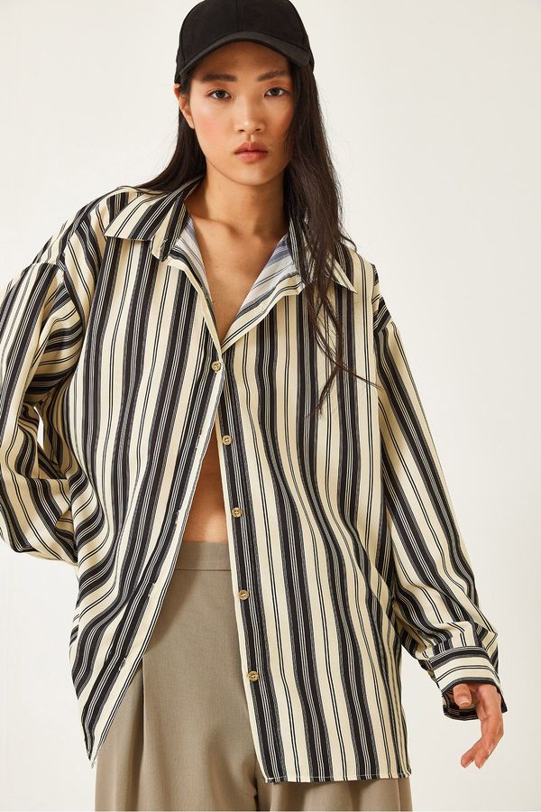 Bianco Lucci Bianco Lucci Women Striped Oversize Shirt 1007