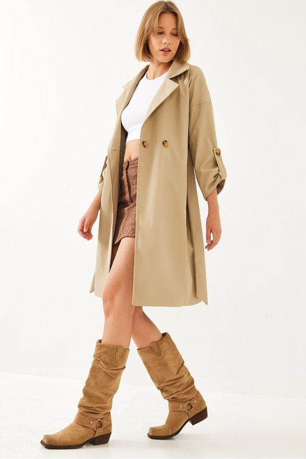 Bianco Lucci Bianco Lucci Women's Belted Long Trench Coat