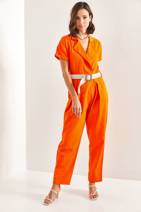 Bianco Lucci Bianco Lucci Women's Belted Thin Gabardine Jumpsuit 20162