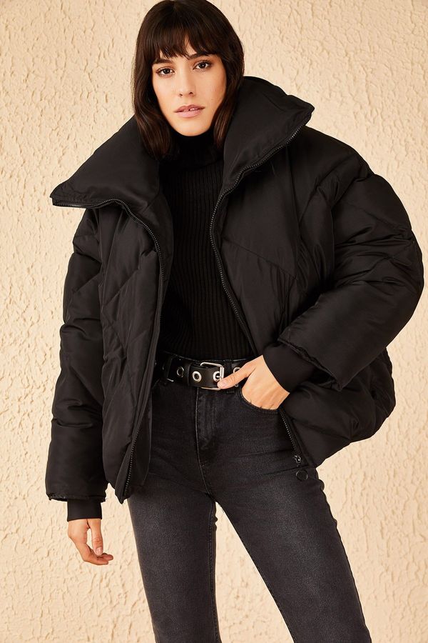 Bianco Lucci Bianco Lucci Women's Black Oversized Puffy Coat