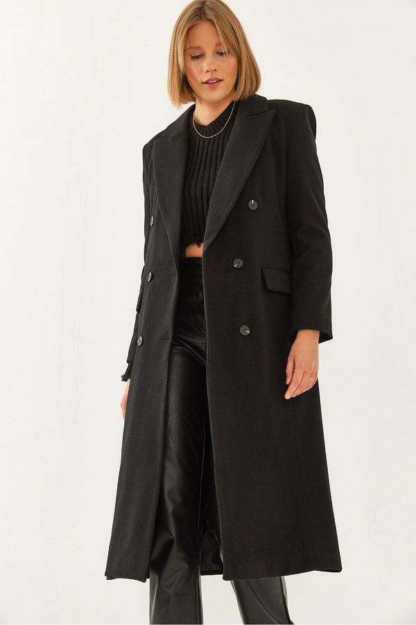 Bianco Lucci Bianco Lucci Women's Buttoned Sleeve Cashmere Coat 8100