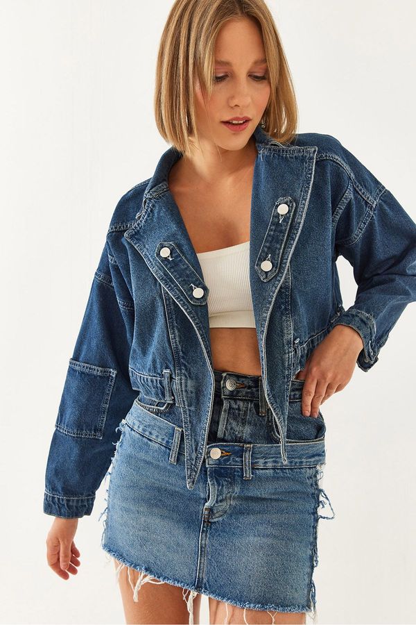 Bianco Lucci Bianco Lucci Women's Crop Denim Jacket 5217