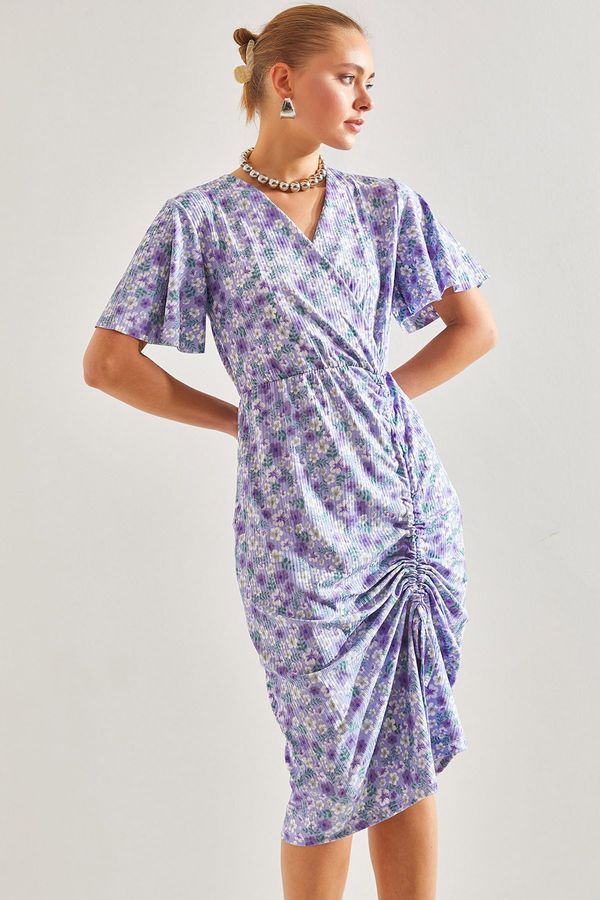 Bianco Lucci Bianco Lucci Women's Double Breasted Collar Elastic Waist Dress