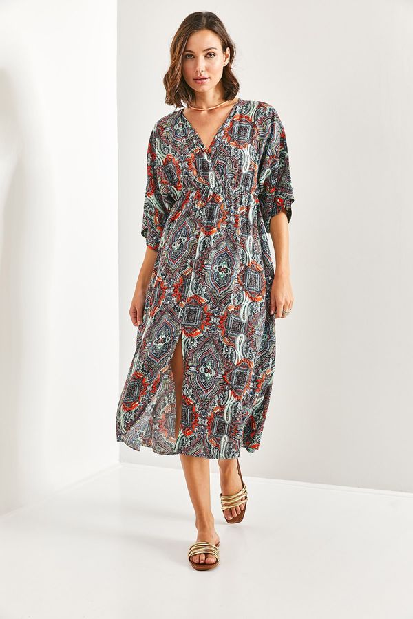 Bianco Lucci Bianco Lucci Women's Double Breasted Collar Front Slit Dress