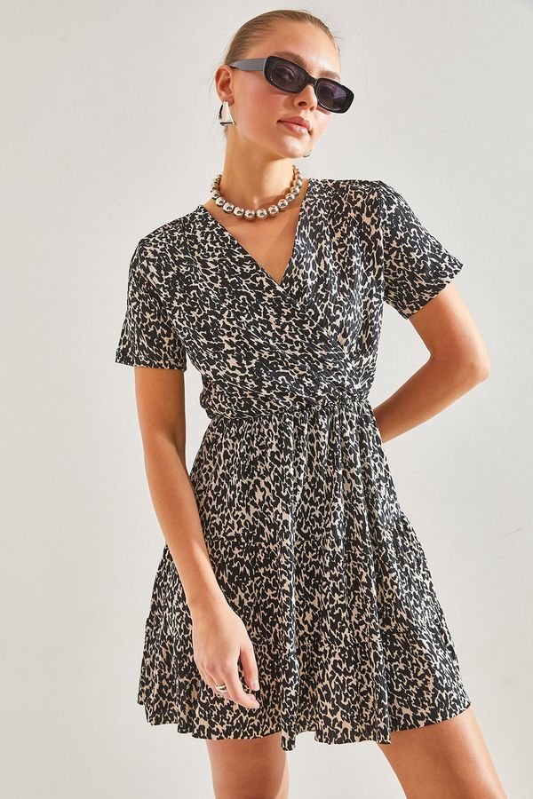 Bianco Lucci Bianco Lucci Women's Double Breasted Neck Patterned Dress